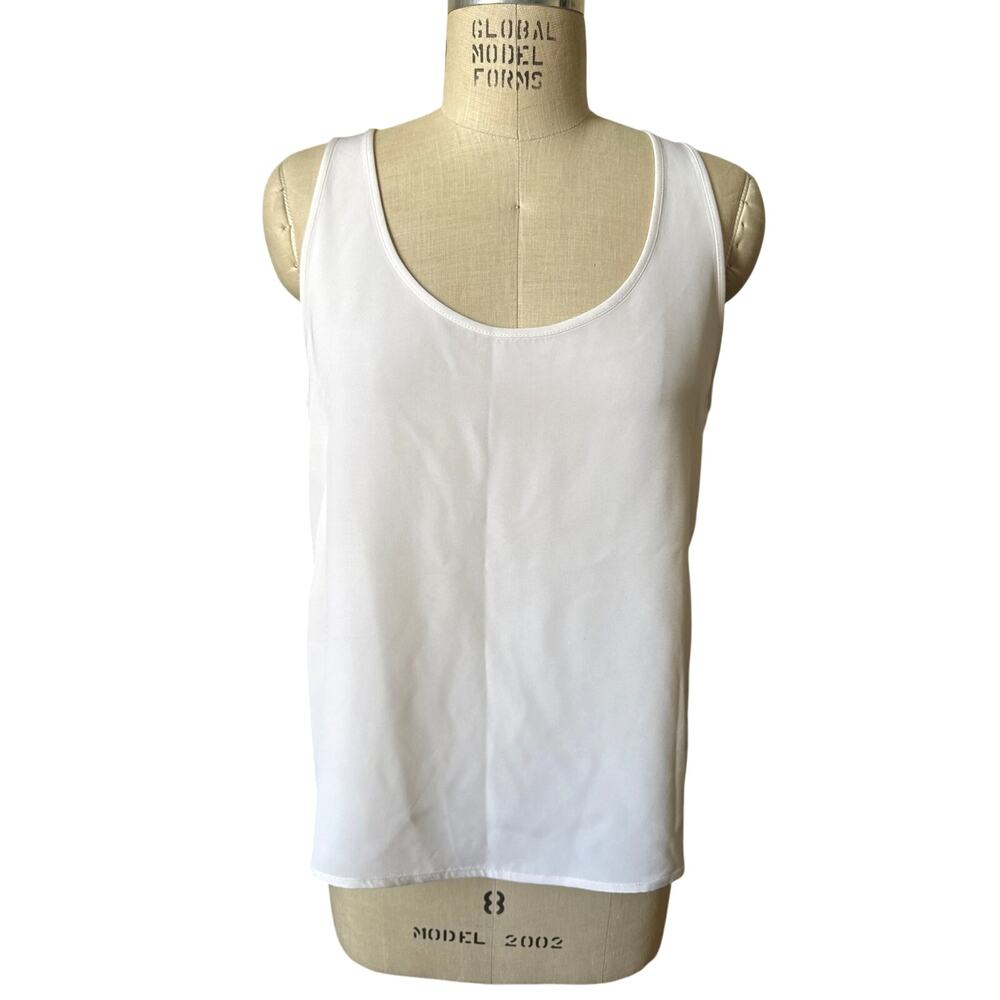 Cuyana White Silk Tank Shirt Size Large Base Layer Quality Drape Pretty